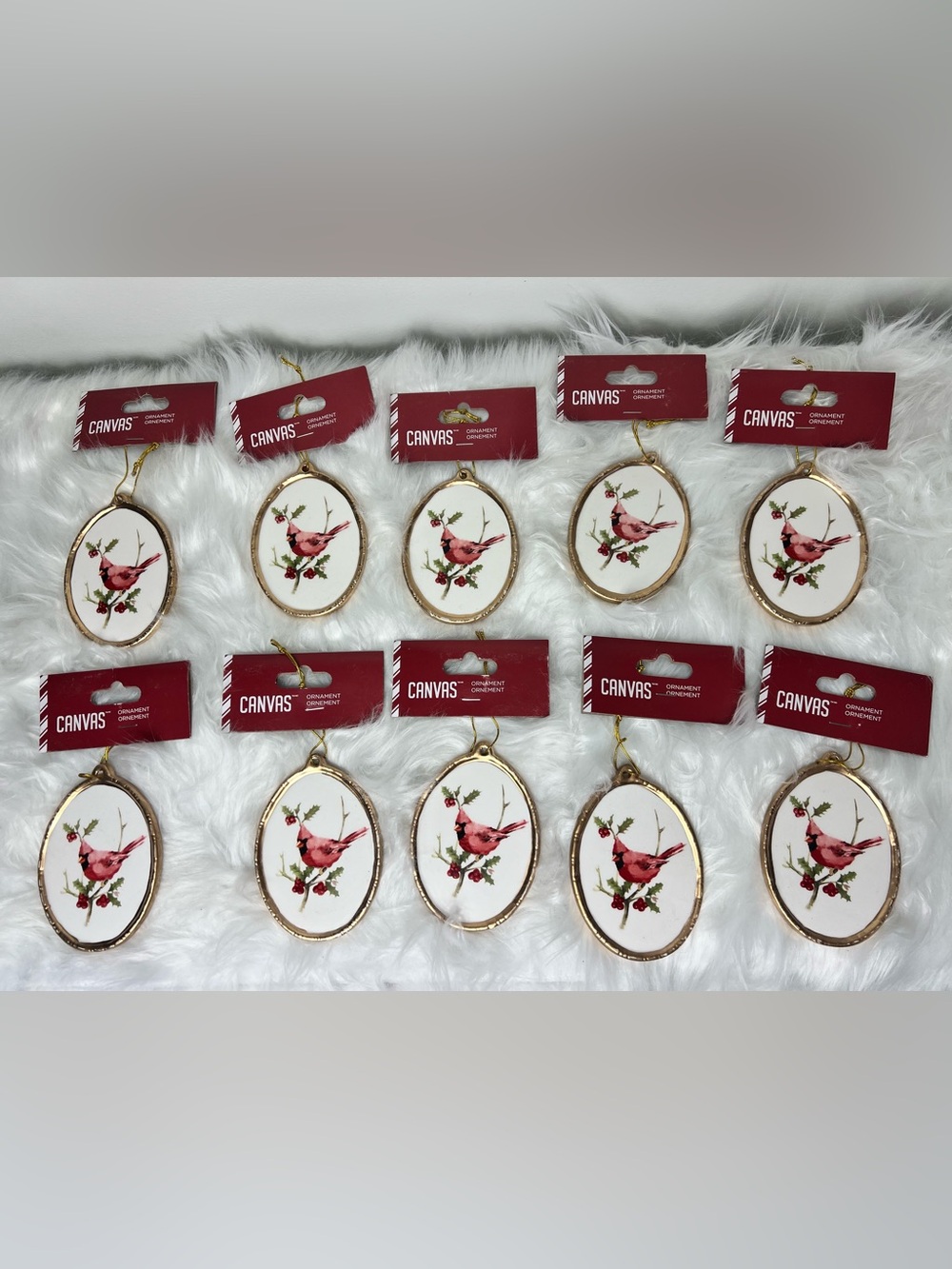Red Cardinal Ornaments - Set of 10